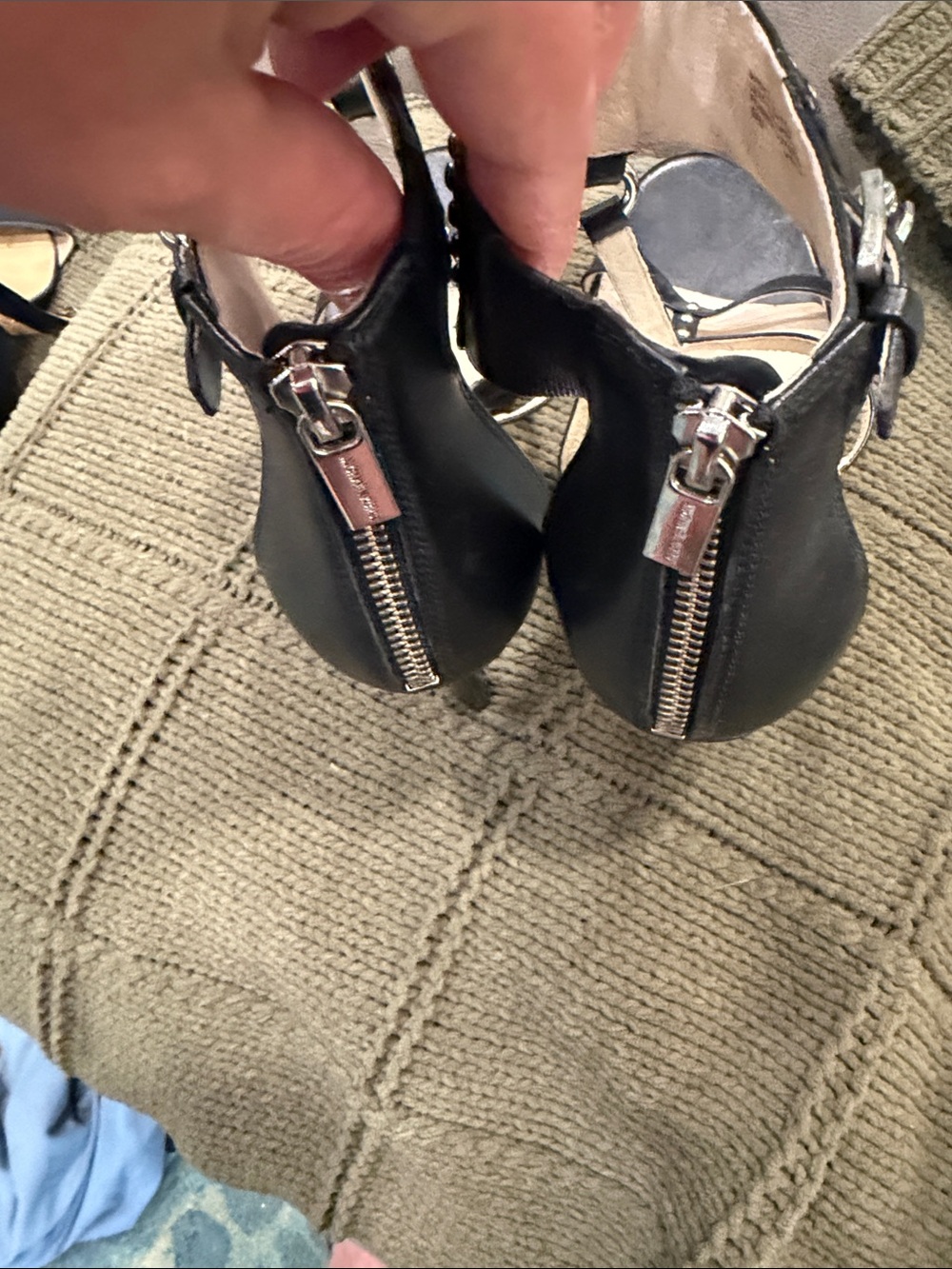 Michael Kors Black Studded T-Strap High Heel Sandals - Picture 4 of 9